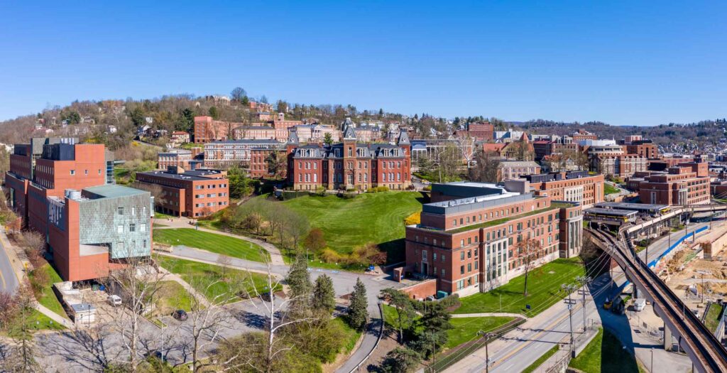 view of WVU university in morgantown WV