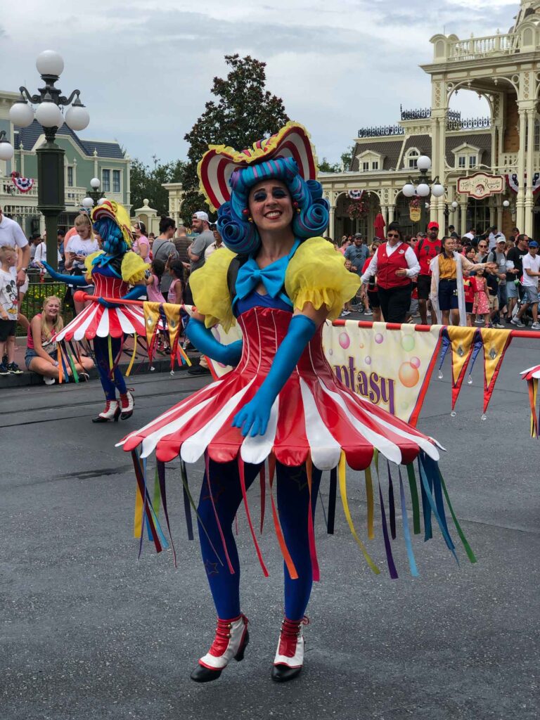 end of the Festival of Fantasty Parade at Magic Kingdom