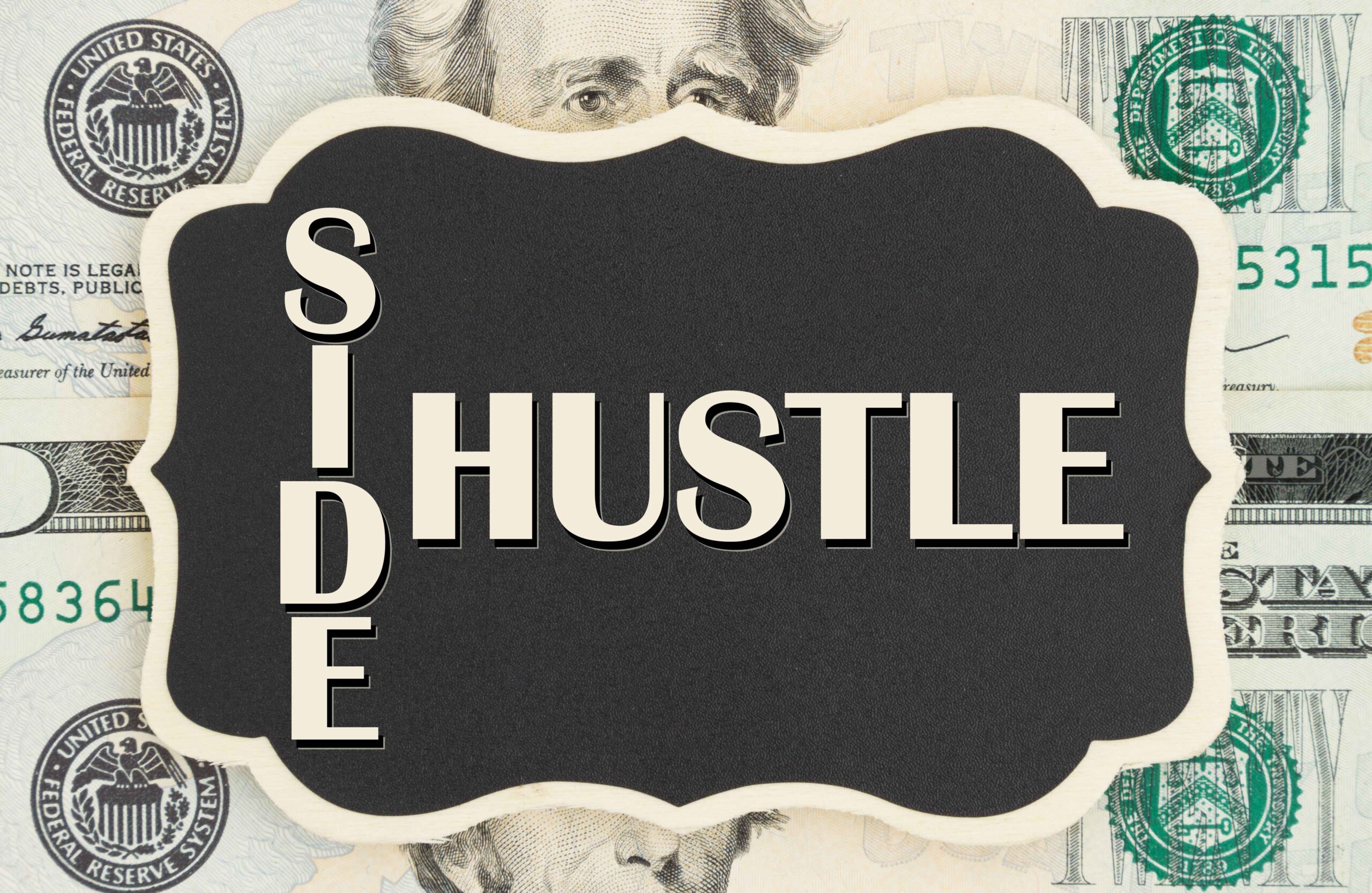 the words side hustle over a stack of money - How to Transition from Side Hustle to Full-Time Entrepreneur