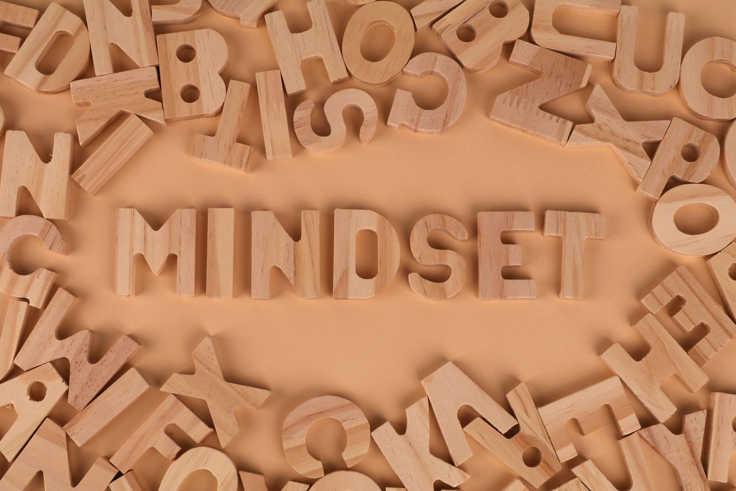 design thinking mindset. Wooden letters spelling out mindset