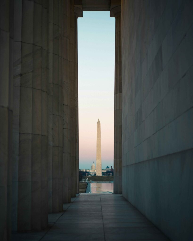 things to do in DC alone. Picture of the washington monument, the capital and the reflection pool from a perpective shot at the lincoln memorial